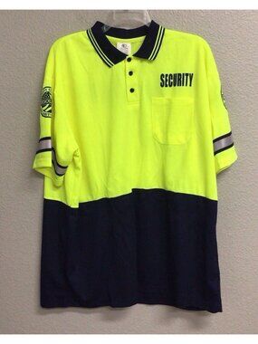 First Class Security Yellow Neon Polyester Polo Shirt with Reflective Stripes
